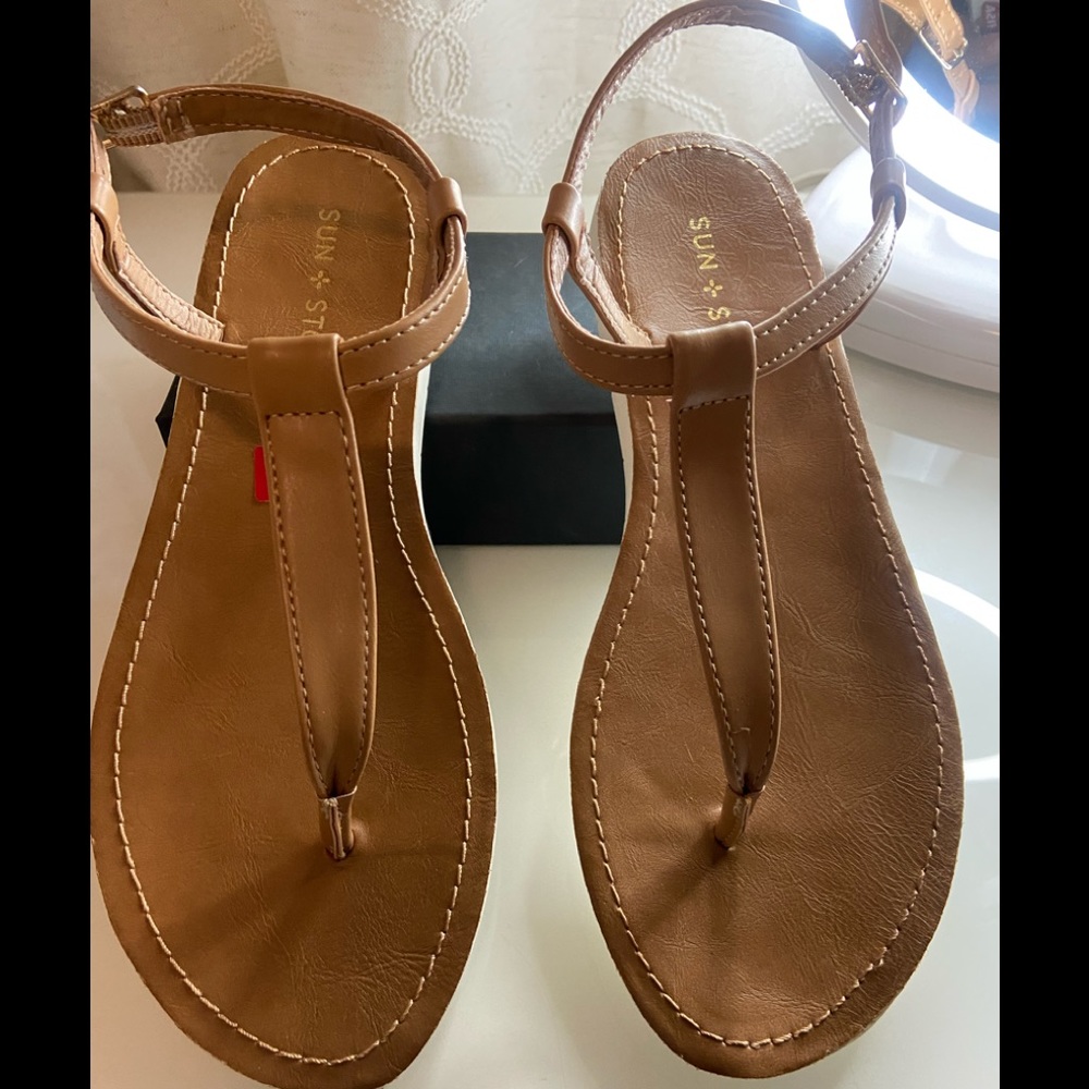 Sunstone Kristi T-strap flat sandals